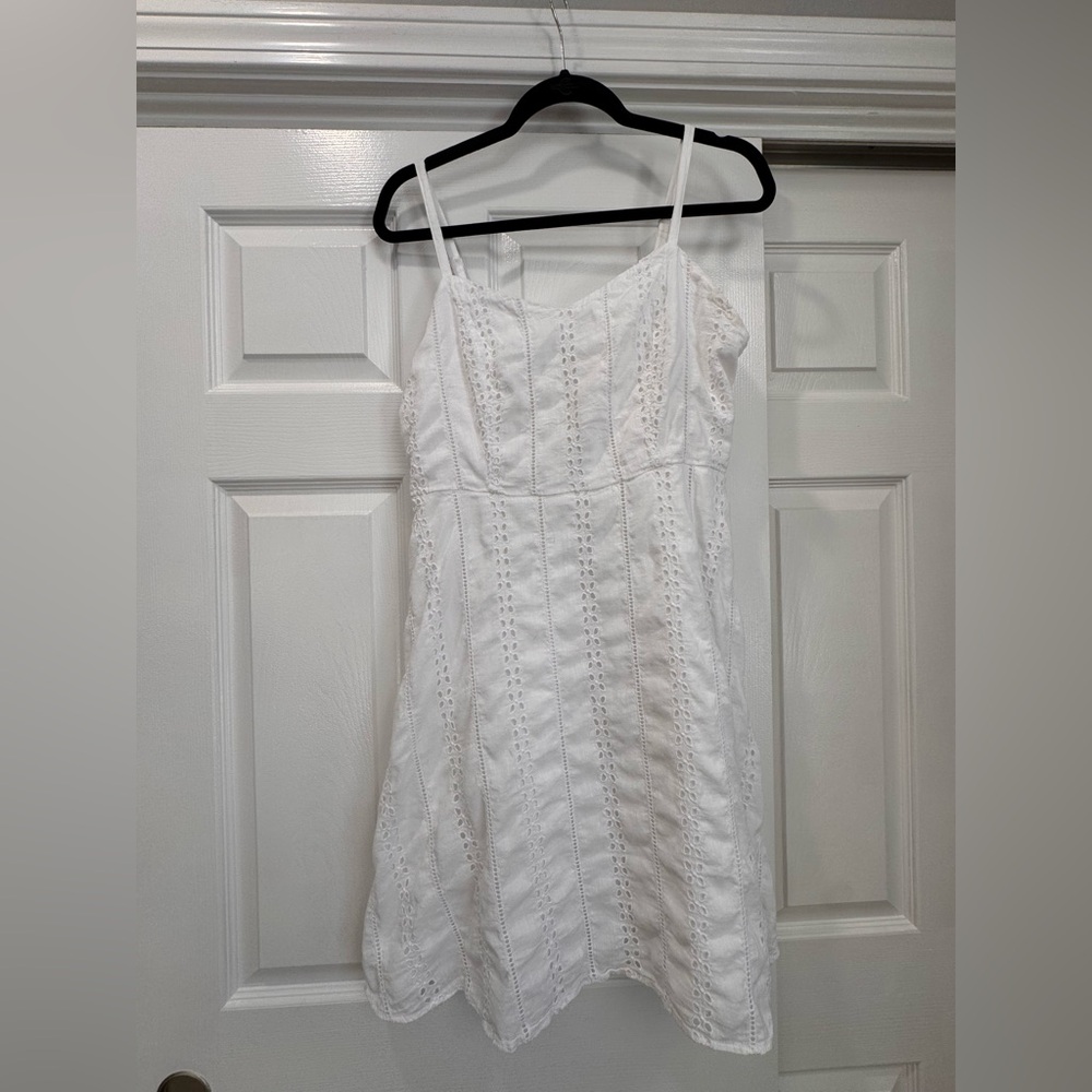 Old Navy White eyelet cami dress Large smocked back!